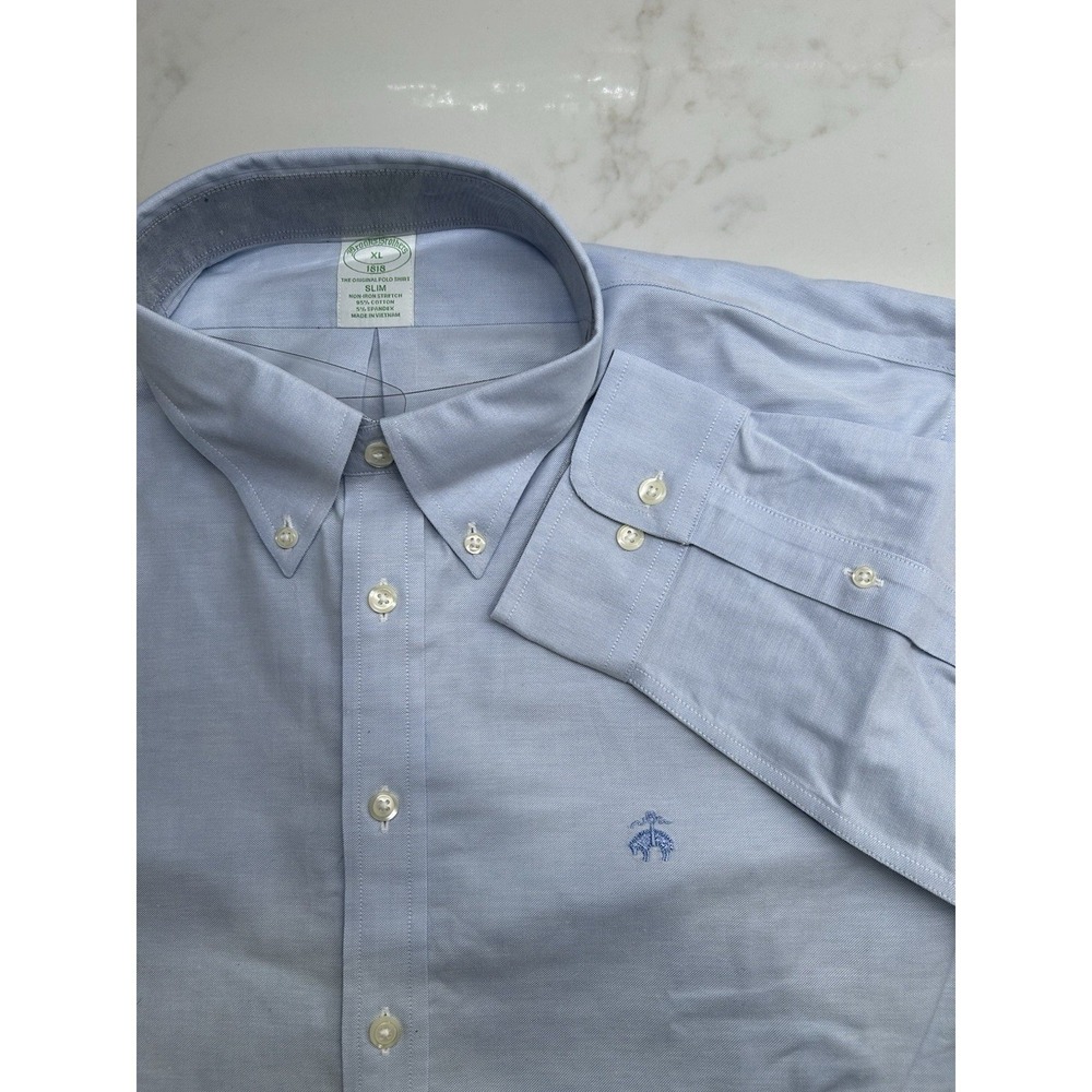 Brooks Brothers Long Sleeve Button Down The Original Polo Shirt Stretch Slim Fit